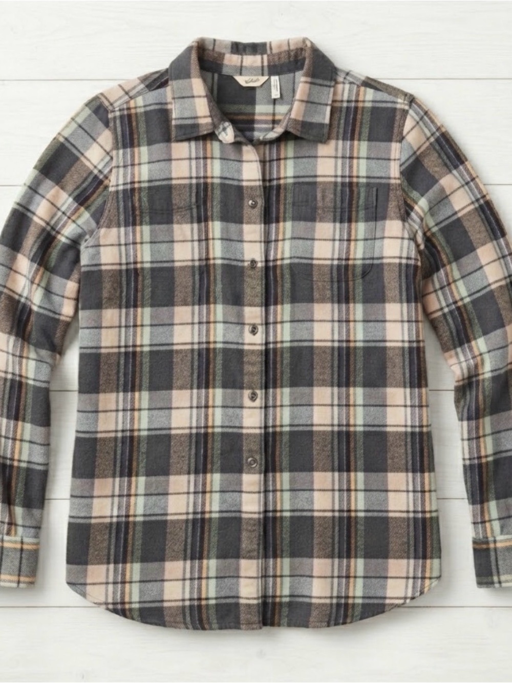 Woolrich Womens Large Flannel Shirt Plaid Button Down Long Sleeve Outdoor Fall